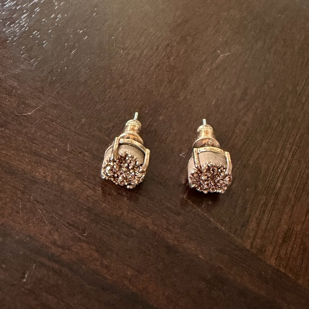 Gold Tone Druzy Cluster Stud Earrings - Women's Jewelry